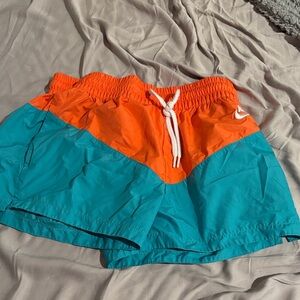 Nike Orange and Teal Athletic Shorts